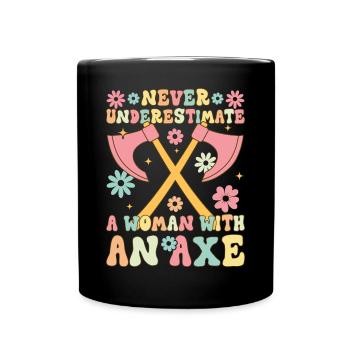 Une femme avec une hache Groovy Hache Lancer Femelle - Mug uni - noir - Devant