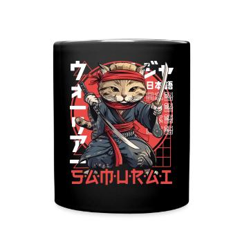 Chat Samouraï Chat Ninja Japonais Kawaii - Mug uni - noir - Devant