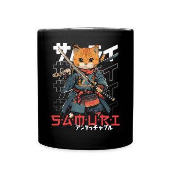 Chat Samouraï Chat Ninja Japonais Kawaii - Mug uni - noir - Devant