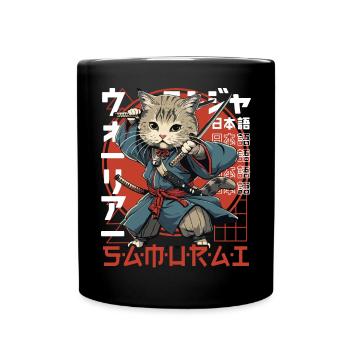 Chat Samouraï Chat Ninja Japonais Kawaii - Mug uni - noir - Devant