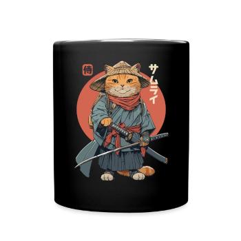 Chat Samouraï Chat Ninja Japonais Kawaii - Mug uni - noir - Devant
