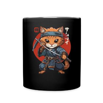 Chat Samouraï Chat Ninja Japonais Kawaii - Mug uni - noir - Devant