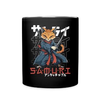 Chat Samouraï Chat Ninja Japonais Kawaii - Mug uni - noir - Devant