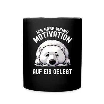Süßer Eisbär ohne Elan kein Bock keine Motivation - Tasse einfarbig - Schwarz - Vorne