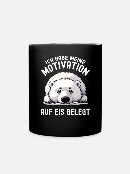 Süßer Eisbär ohne Elan kein Bock keine Motivation - Tasse einfarbig - Schwarz