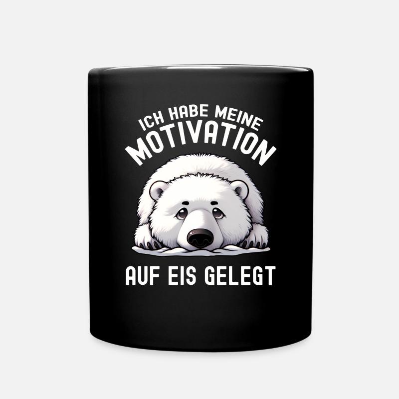 Süßer Eisbär ohne Elan kein Bock keine Motivation - Tasse einfarbig - Schwarz