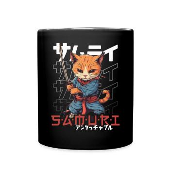 Chat Samouraï Chat Ninja Japonais Kawaii - Mug uni - noir - Devant