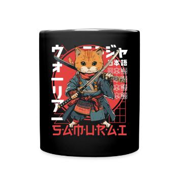 Chat Samouraï Chat Ninja Japonais Kawaii - Mug uni - noir - Devant
