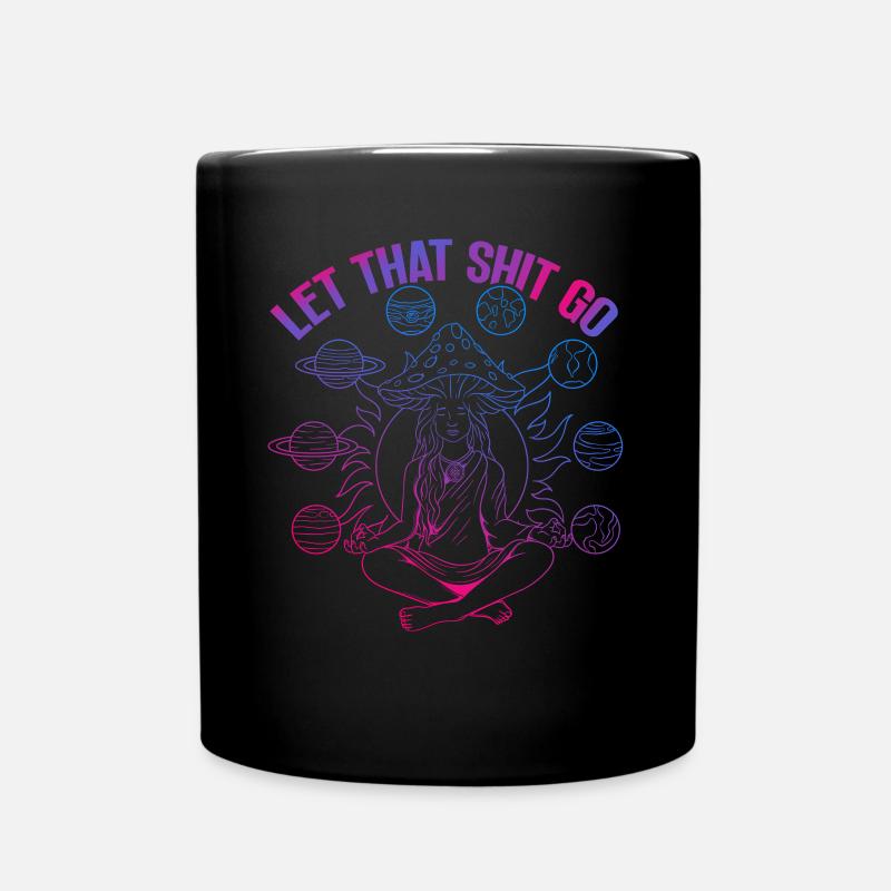 Hippie Mushrooms Shrooms Psychedelic Mushroomhead - Full Colour Mug - black