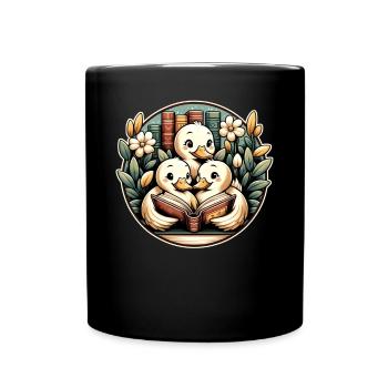 Cuddly duck family enjoys shared - Full Colour Mug - black - Front
