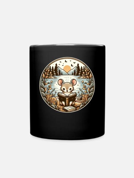 Mouse Wilderness Book Reading Adventure - Tasse einfarbig - Schwarz