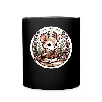 Mouse Wilderness Book Reading Adventure - Full Colour Mug - black - Front