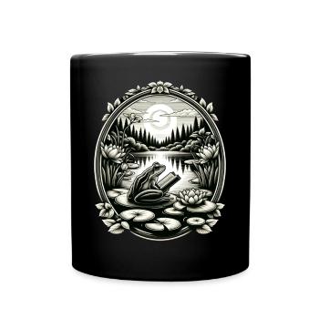 Frosch-Wildnis-Buchlesung Full Moon Lake - Tasse einfarbig - Schwarz - Vorne