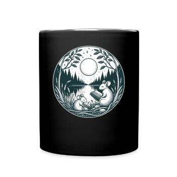 Mouse Wilderness Buchlesung Full Moon Lake - Tasse einfarbig - Schwarz - Vorne