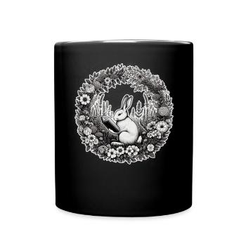 Kaninchen-Wildnis-Buch, das Illustration mit Blume - Tasse einfarbig - Schwarz - Vorne