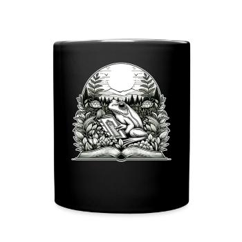 Frosch-Wildnis-Buchlesung Full Moon Lake - Tasse einfarbig - Schwarz - Vorne