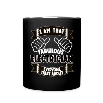 Electrician Funny Saying Gift Idea - Full Colour Mug - black - Front