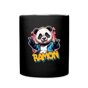 RAMON - Beau nom de garçon avec Cool Panda - Mug uni - noir - Devant