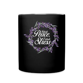 Aromatherapy Lavender Inhale Peace Exhale Stress - Full Colour Mug - black - Front