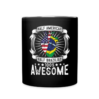 Brésil États-Unis Drapeau - Moitié Américain Moitié Brésilien - Mug uni - noir - Devant