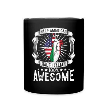 Italy USA Flag - Half American Half Italian - Full Colour Mug - black - Front