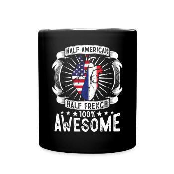 France États-Unis Drapeau - Moitié Américain Moitié Français - Mug uni - noir - Devant
