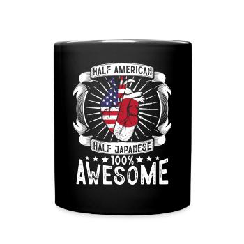 Japan USA-Flagge - Halb Amerikanerin, Halb Japanerin - Tasse einfarbig - Schwarz - Vorne