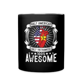 Vietnam USA Flagge - Halb Amerikanerin, Halb Vietnamesin - Tasse einfarbig - Schwarz - Vorne