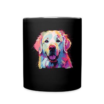 Aquarelle colorée Kuvasz - Mug uni - noir - Devant