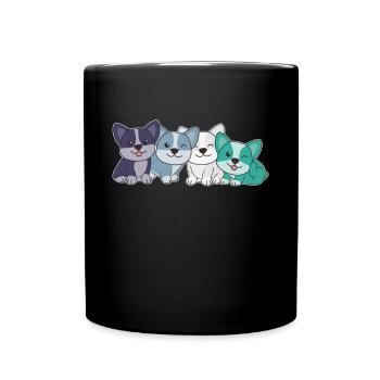 oriented aroace flag pride LGBTQ cute corgi dogs - Full Colour Mug - black - Front
