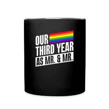 Third year as Mr & Mr Gay Pride gay marriage - Full Colour Mug - black - Front