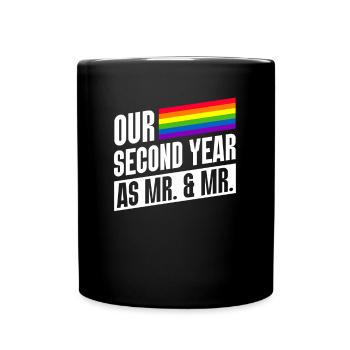 Zweites Jahr als Mr & Mr Gay Pride Homo-Ehe - Tasse einfarbig - Schwarz - Vorne