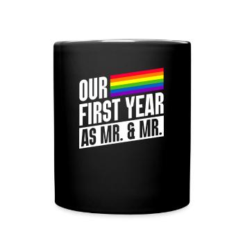 First Year as Mr. & Mr. Gay Pride Gay Marriage - Full Colour Mug - black - Front