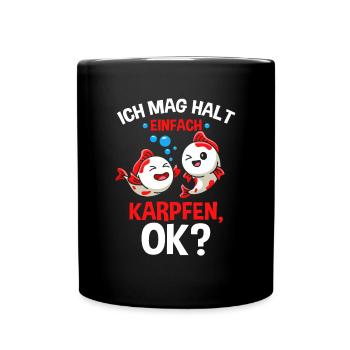 J'aime juste la carpe, OK - Mug uni - noir - Devant