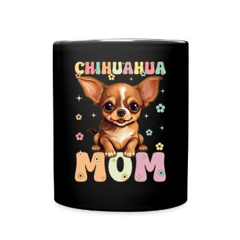Chihuahua Mama Groovy Dog Mama - Tasse einfarbig - Schwarz - Vorne