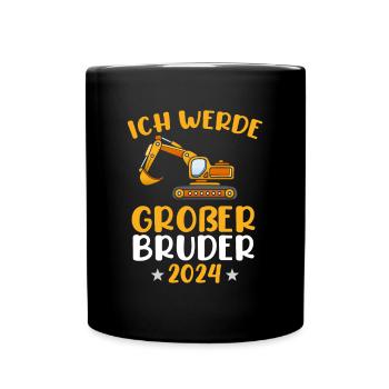Je vais être un excavateur grand frère en 2024 - Mug uni - noir - Devant