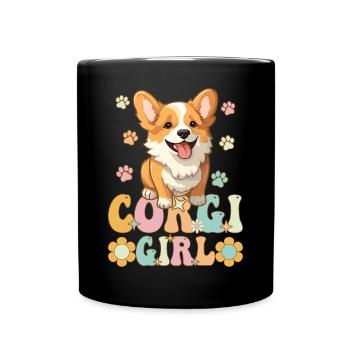 Corgi Girl Groovy Amoureux des chiens - Mug uni - noir - Devant