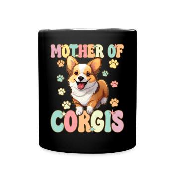 Mutter von Corgis Groovy Dog Mom - Tasse einfarbig - Schwarz - Vorne