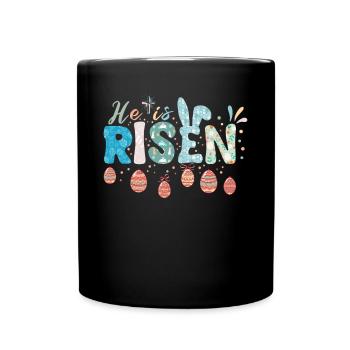 Er ist auferstanden Thema der Osterfeier - Tasse einfarbig - Schwarz - Vorne