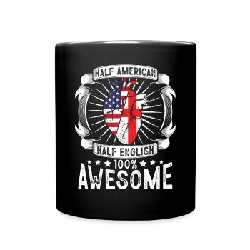 Angleterre États-Unis Drapeau - Moitié Américain Moitié Anglais - Mug uni - noir - Devant