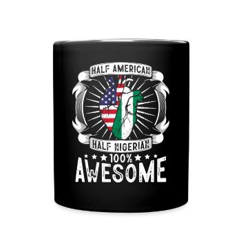 Nigeria USA Flagge - Halb Amerikanerin, Halb Nigerianerin - Tasse einfarbig - Schwarz - Vorne