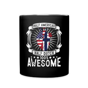 Pays-Bas Drapeau des États-Unis - Moitié Américain Moitié Néerlandais - Mug uni - noir - Devant