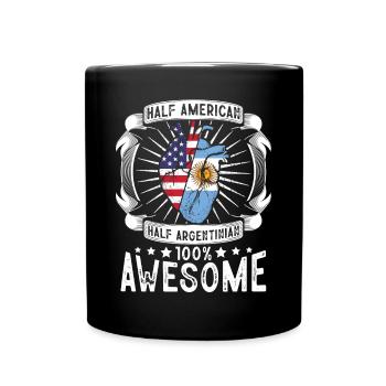 Argentina USA Flag - Half American Half - Full Colour Mug - black - Front