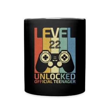 Level 22 Freigeschalteter offizieller Teenager - Tasse einfarbig - Schwarz - Vorne