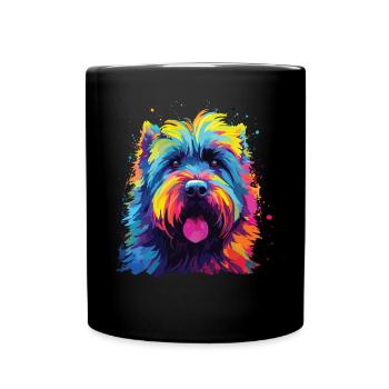 Watercolors Colorful Bouvier des Flandres - Full Colour Mug - black - Front