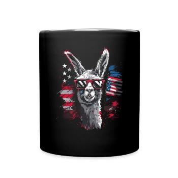 Coole Amerika Llama Sonnenbrille Patriotisch - Tasse einfarbig - Schwarz - Vorne