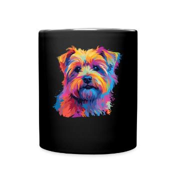 Wasserfarben Farbenfroher Norfolk Terrier - Tasse einfarbig - Schwarz - Vorne