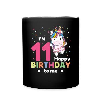 Unicorn for the 11th birthday for children eleven years - Full Colour Mug - black - Front