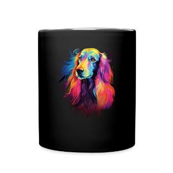 Aquarelle Chien Afghan coloré - Mug uni - noir - Devant