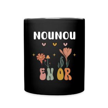nounou en or fleurs bohème - Mug uni - noir - Devant